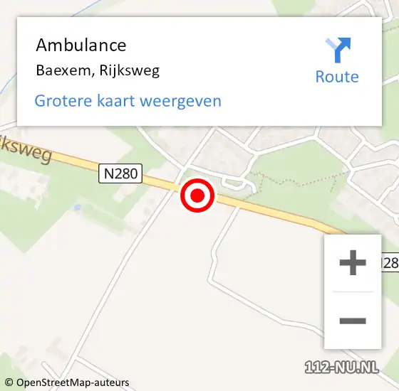 Locatie op kaart van de 112 melding: Ambulance Baexem, Rijksweg op 14 juli 2019 19:24