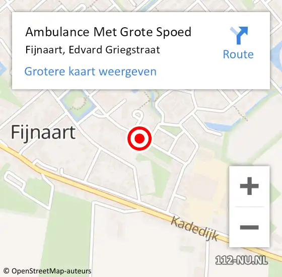 Locatie op kaart van de 112 melding: Ambulance Met Grote Spoed Naar Fijnaart, Edvard Griegstraat op 14 juli 2019 19:38