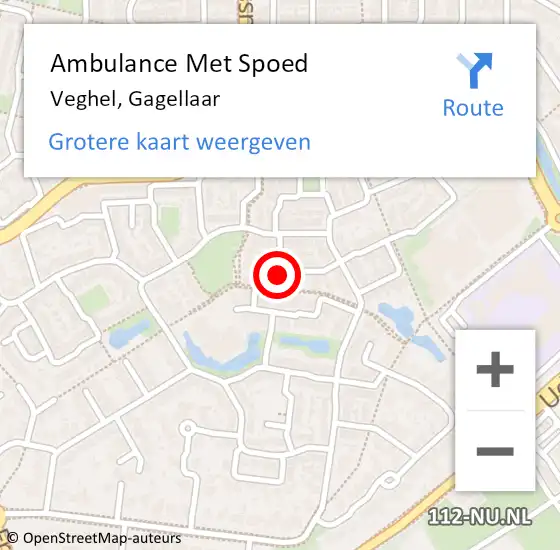Locatie op kaart van de 112 melding: Ambulance Met Spoed Naar Veghel, Gagellaar op 14 juli 2019 21:42