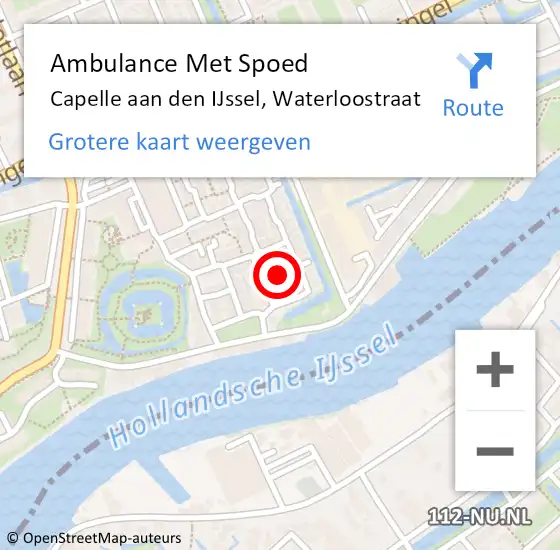 Locatie op kaart van de 112 melding: Ambulance Met Spoed Naar Capelle aan den IJssel, Waterloostraat op 15 juli 2019 00:58