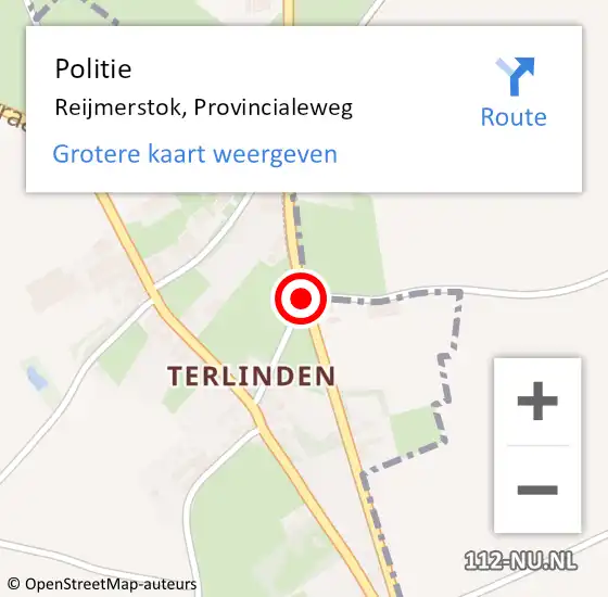 Locatie op kaart van de 112 melding: Politie Reijmerstok, Provincialeweg op 15 juli 2019 02:38