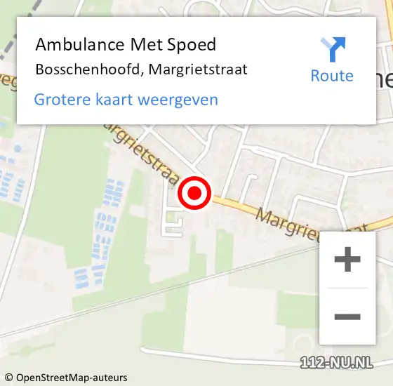 Locatie op kaart van de 112 melding: Ambulance Met Spoed Naar Bosschenhoofd, Margrietstraat op 15 juli 2019 05:17