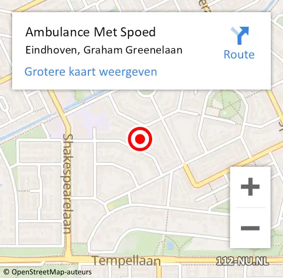 Locatie op kaart van de 112 melding: Ambulance Met Spoed Naar Eindhoven, Graham Greenelaan op 15 juli 2019 07:10