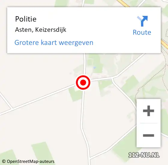 Locatie op kaart van de 112 melding: Politie Asten, Keizersdijk op 15 juli 2019 07:27