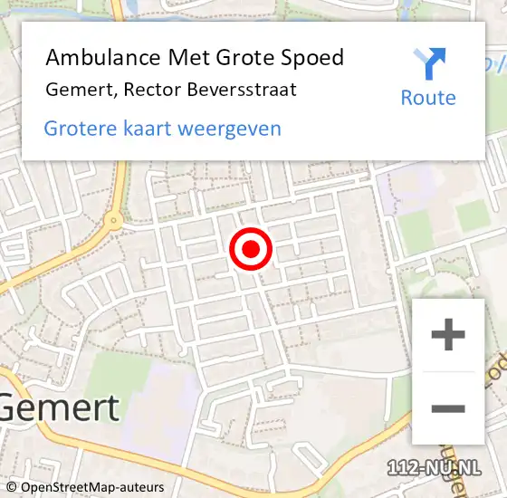 Locatie op kaart van de 112 melding: Ambulance Met Grote Spoed Naar Gemert, Rector Beversstraat op 15 juli 2019 08:41