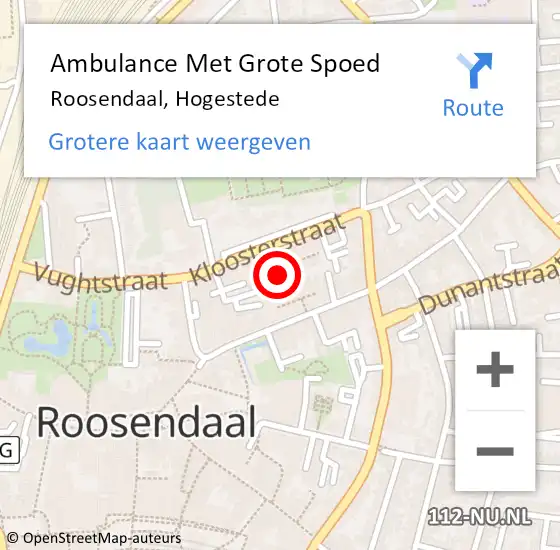 Locatie op kaart van de 112 melding: Ambulance Met Grote Spoed Naar Roosendaal, Hogestede op 15 juli 2019 08:49