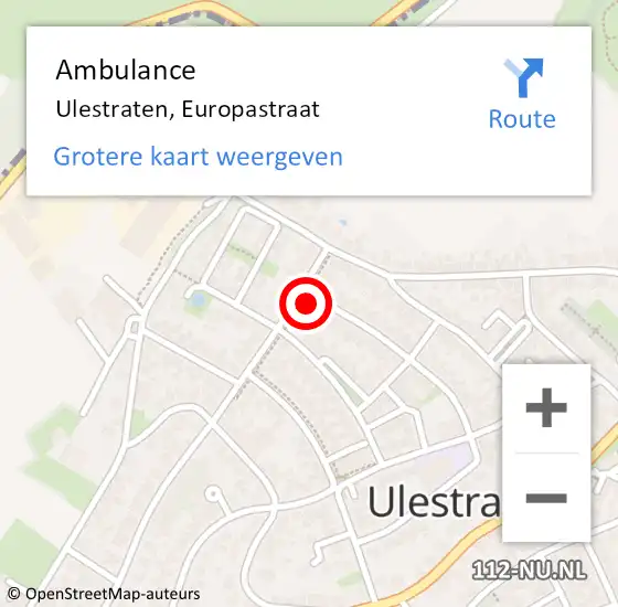 Locatie op kaart van de 112 melding: Ambulance Ulestraten, Europastraat op 7 april 2014 15:59