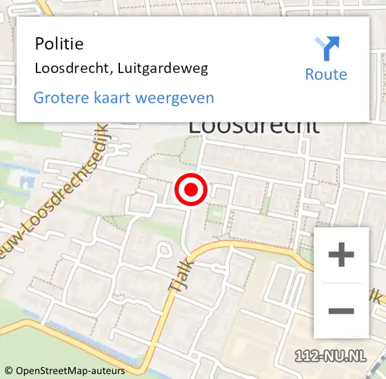 Locatie op kaart van de 112 melding: Politie Loosdrecht, Luitgardeweg op 15 juli 2019 09:21