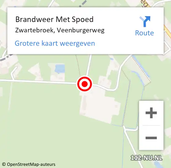 Locatie op kaart van de 112 melding: Brandweer Met Spoed Naar Zwartebroek, Veenburgerweg op 15 juli 2019 09:26