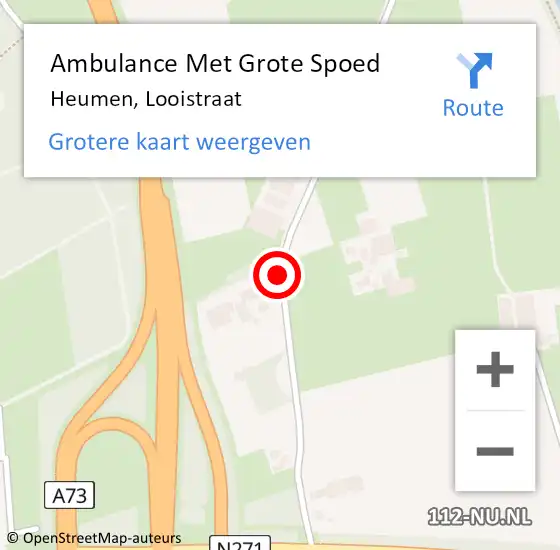 Locatie op kaart van de 112 melding: Ambulance Met Grote Spoed Naar Heumen, Looistraat op 15 juli 2019 09:35