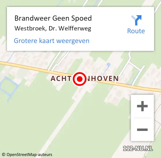 Locatie op kaart van de 112 melding: Brandweer Geen Spoed Naar Westbroek, Dr. Welfferweg op 15 juli 2019 09:46