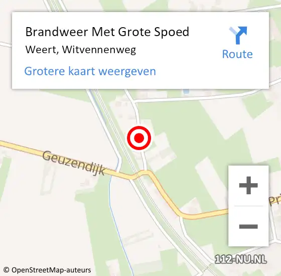 Locatie op kaart van de 112 melding: Brandweer Met Grote Spoed Naar Weert, Witvennenweg op 15 juli 2019 10:20