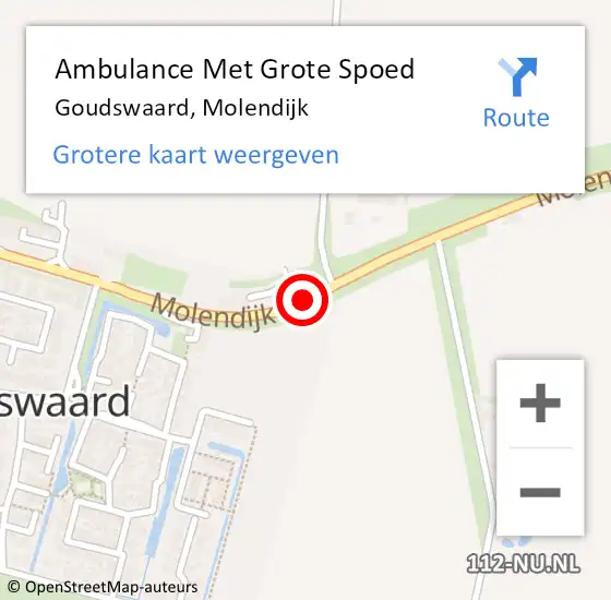 Locatie op kaart van de 112 melding: Ambulance Met Grote Spoed Naar Goudswaard, Molendijk op 15 juli 2019 10:33