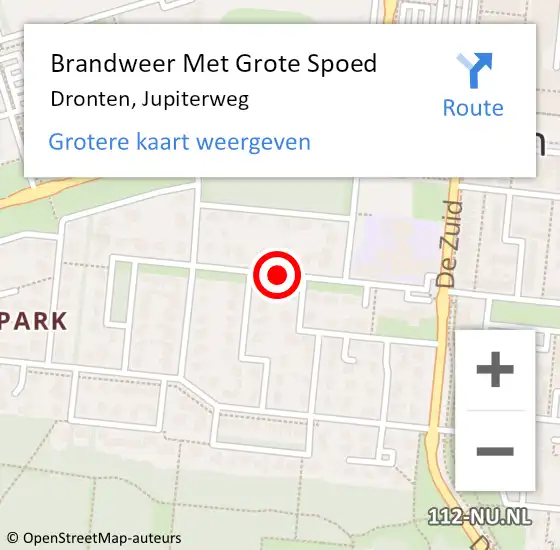 Locatie op kaart van de 112 melding: Brandweer Met Grote Spoed Naar Dronten, Jupiterweg op 15 juli 2019 10:48