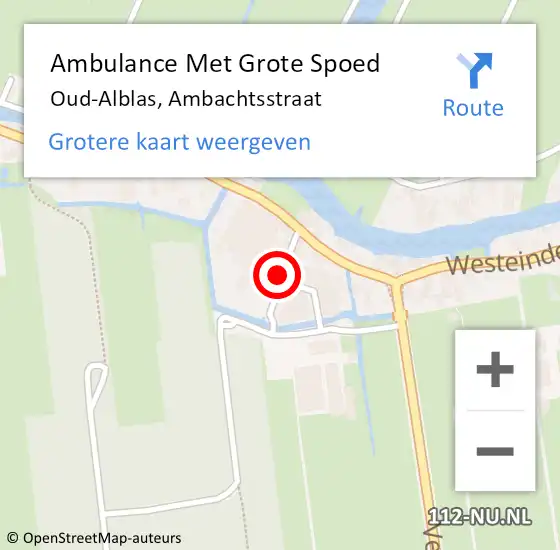 Locatie op kaart van de 112 melding: Ambulance Met Grote Spoed Naar Oud-Alblas, Ambachtsstraat op 15 juli 2019 11:04