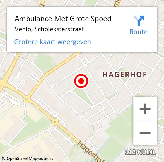 Locatie op kaart van de 112 melding: Ambulance Met Grote Spoed Naar Venlo, Scholeksterstraat op 27 september 2013 22:36