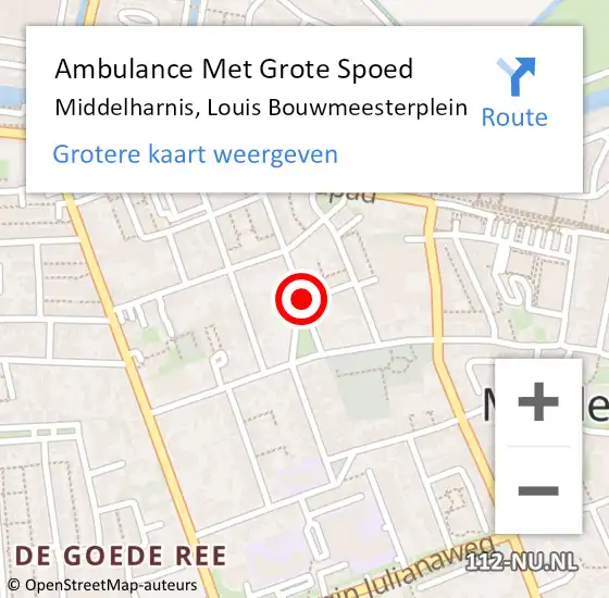 Locatie op kaart van de 112 melding: Ambulance Met Grote Spoed Naar Middelharnis, Louis Bouwmeesterplein op 15 juli 2019 11:24