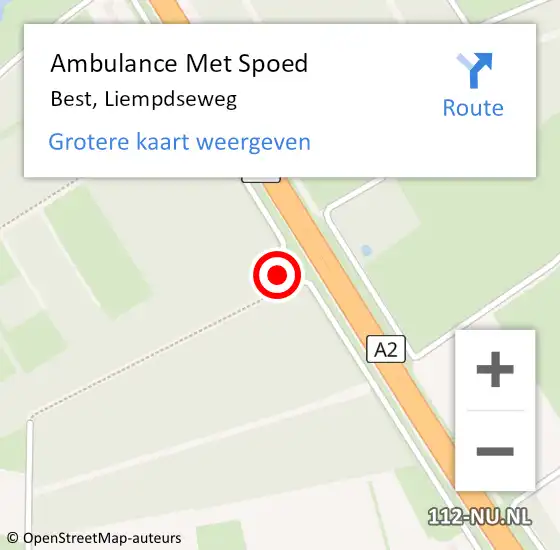 Locatie op kaart van de 112 melding: Ambulance Met Spoed Naar Best, Liempdseweg op 15 juli 2019 11:52