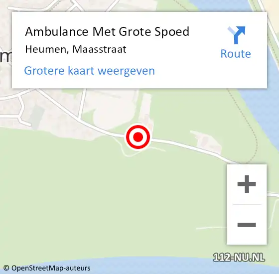 Locatie op kaart van de 112 melding: Ambulance Met Grote Spoed Naar Heumen, Maasstraat op 15 juli 2019 12:40