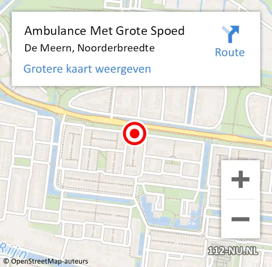 Locatie op kaart van de 112 melding: Ambulance Met Grote Spoed Naar De Meern, Noorderbreedte op 15 juli 2019 14:11