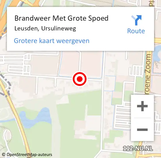 Locatie op kaart van de 112 melding: Brandweer Met Grote Spoed Naar Leusden, Ursulineweg op 15 juli 2019 14:33