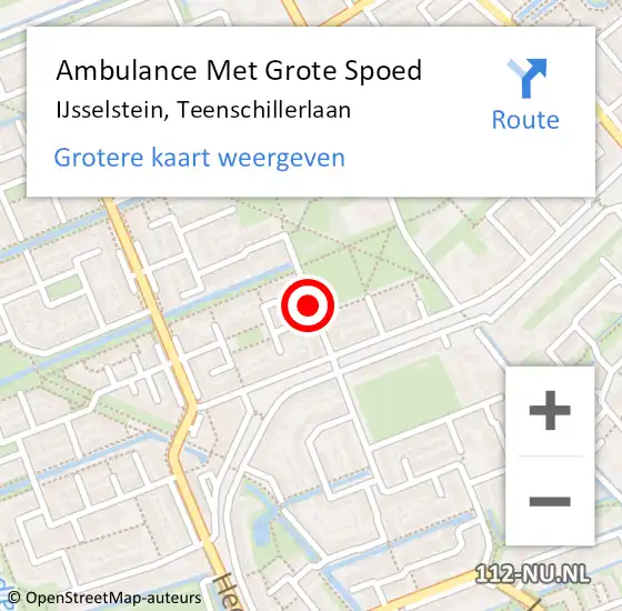 Locatie op kaart van de 112 melding: Ambulance Met Grote Spoed Naar IJsselstein, Teenschillerlaan op 7 april 2014 16:39