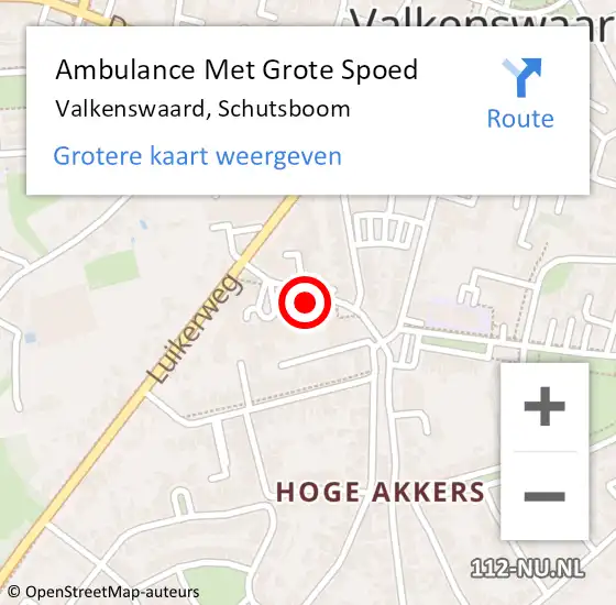 Locatie op kaart van de 112 melding: Ambulance Met Grote Spoed Naar Valkenswaard, Schutsboom op 15 juli 2019 15:44