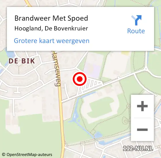 Locatie op kaart van de 112 melding: Brandweer Met Spoed Naar Hoogland, De Bovenkruier op 27 september 2013 22:40