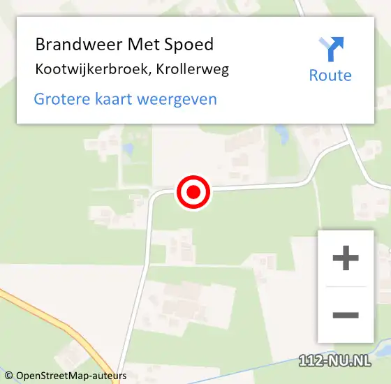 Locatie op kaart van de 112 melding: Brandweer Met Spoed Naar Kootwijkerbroek, Krollerweg op 15 juli 2019 16:22