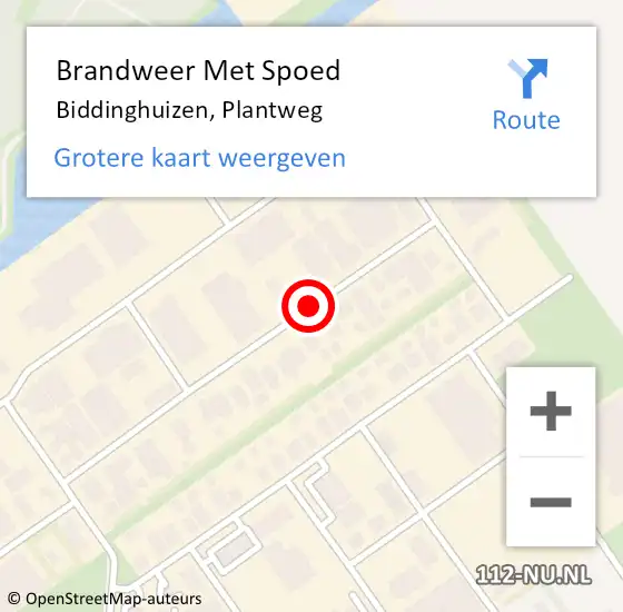 Locatie op kaart van de 112 melding: Brandweer Met Spoed Naar Biddinghuizen, Plantweg op 15 juli 2019 16:34