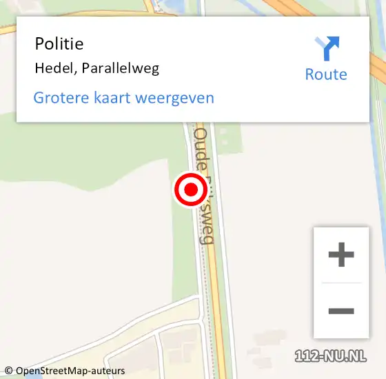 Locatie op kaart van de 112 melding: Politie Hedel, Parallelweg op 15 juli 2019 17:15