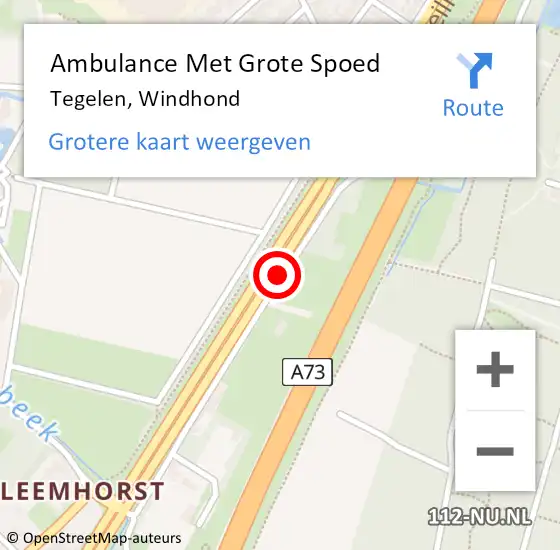 Locatie op kaart van de 112 melding: Ambulance Met Grote Spoed Naar Tegelen, Windhond op 15 juli 2019 17:24