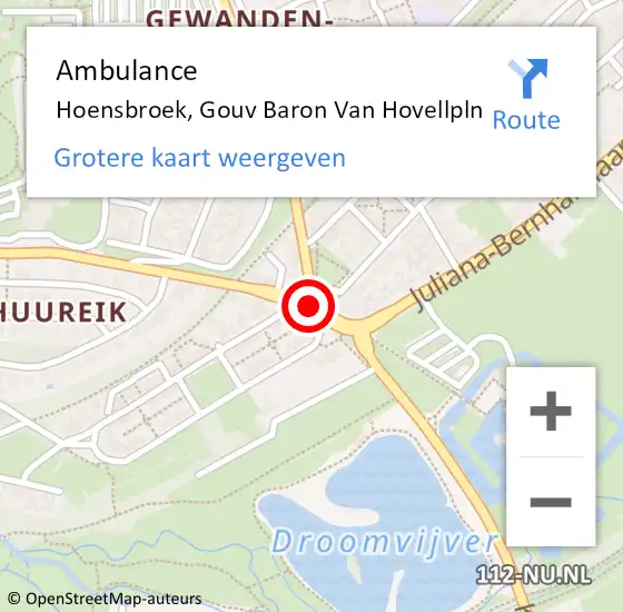 Locatie op kaart van de 112 melding: Ambulance Hoensbroek, Gouv Baron Van Hovellpln op 7 april 2014 16:53