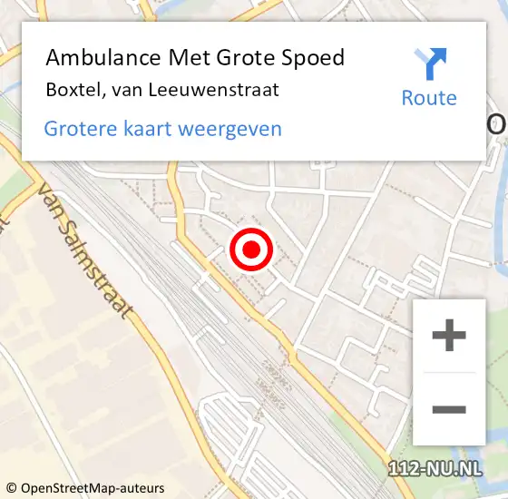 Locatie op kaart van de 112 melding: Ambulance Met Grote Spoed Naar Boxtel, van Leeuwenstraat op 15 juli 2019 20:01