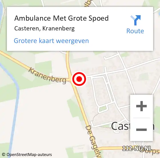 Locatie op kaart van de 112 melding: Ambulance Met Grote Spoed Naar Casteren, Kranenberg op 15 juli 2019 20:46