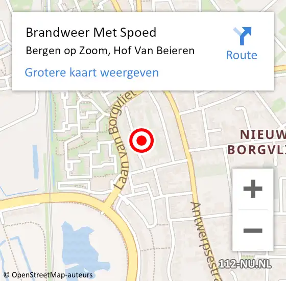 Locatie op kaart van de 112 melding: Brandweer Met Spoed Naar Bergen op Zoom, Hof Van Beieren op 15 juli 2019 21:00