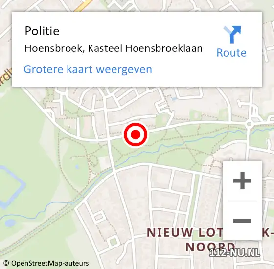 Locatie op kaart van de 112 melding: Politie Hoensbroek, Kasteel Hoensbroeklaan op 15 juli 2019 22:15