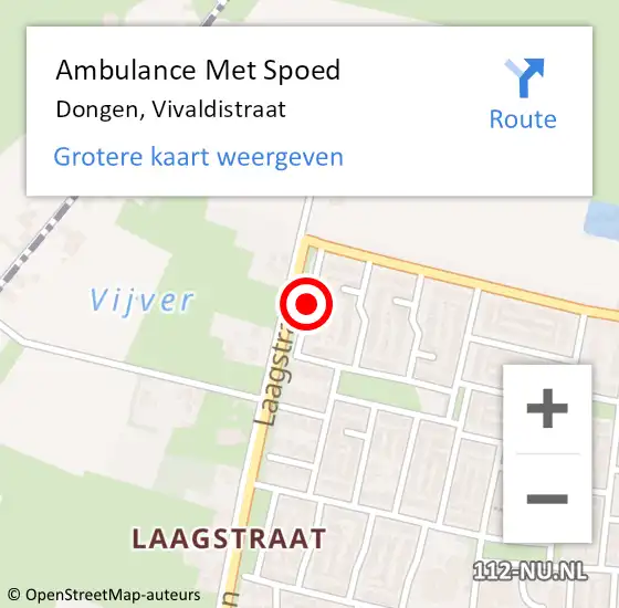 Locatie op kaart van de 112 melding: Ambulance Met Spoed Naar Dongen, Vivaldistraat op 15 juli 2019 22:38