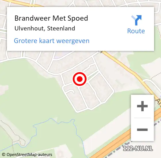 Locatie op kaart van de 112 melding: Brandweer Met Spoed Naar Ulvenhout, Steenland op 15 juli 2019 22:52