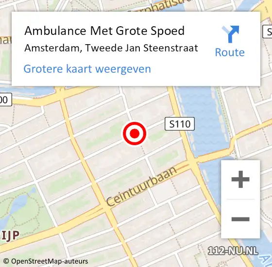 Locatie op kaart van de 112 melding: Ambulance Met Grote Spoed Naar Amsterdam, Tweede Jan Steenstraat op 15 juli 2019 23:16