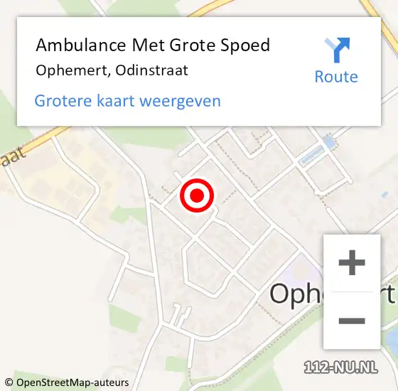 Locatie op kaart van de 112 melding: Ambulance Met Grote Spoed Naar Ophemert, Odinstraat op 15 juli 2019 23:50