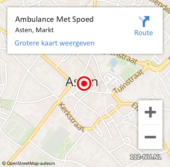 Locatie op kaart van de 112 melding: Ambulance Met Spoed Naar Asten, Markt op 16 juli 2019 00:32