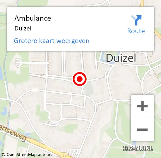 Locatie op kaart van de 112 melding: Ambulance Duizel op 16 juli 2019 05:02