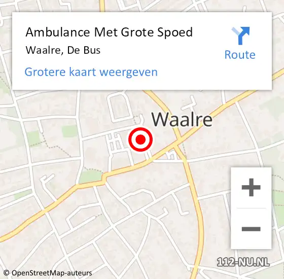 Locatie op kaart van de 112 melding: Ambulance Met Grote Spoed Naar Waalre, De Bus op 16 juli 2019 05:23