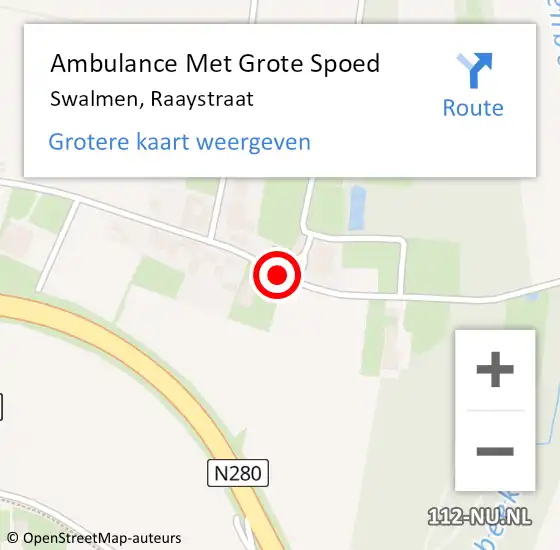 Locatie op kaart van de 112 melding: Ambulance Met Grote Spoed Naar Swalmen, Raaystraat op 16 juli 2019 05:59