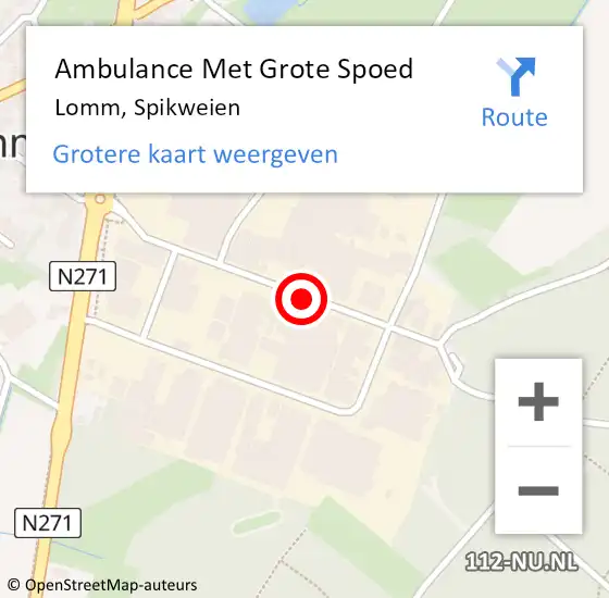 Locatie op kaart van de 112 melding: Ambulance Met Grote Spoed Naar Lomm, Spikweien op 16 juli 2019 06:53