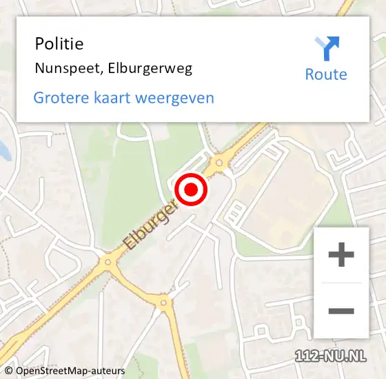 Locatie op kaart van de 112 melding: Politie Nunspeet, Elburgerweg op 16 juli 2019 07:28