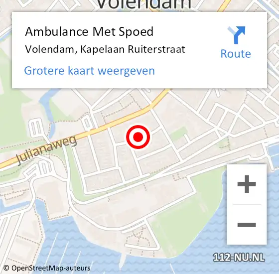 Locatie op kaart van de 112 melding: Ambulance Met Spoed Naar Volendam, Kapelaan Ruiterstraat op 16 juli 2019 07:54