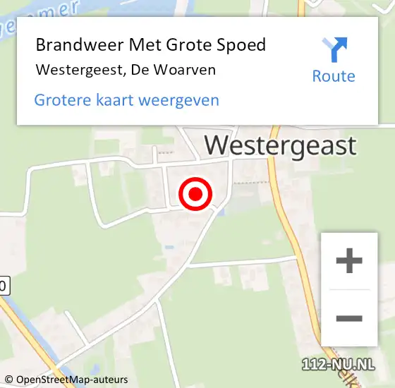 Locatie op kaart van de 112 melding: Brandweer Met Grote Spoed Naar Westergeest, De Woarven op 7 april 2014 17:51