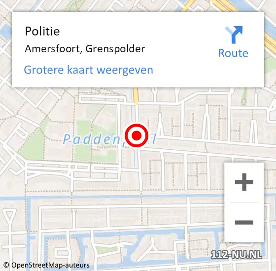 Locatie op kaart van de 112 melding: Politie Amersfoort, Grenspolder op 16 juli 2019 10:33